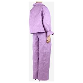 Essentiel Antwerp-Lilac ruffle collar top and track pant set - size S-Purple