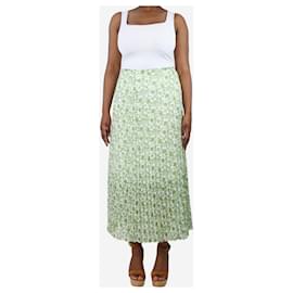 Autre Marque-Green and white pleated floral skirt - size UK 12-Green