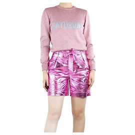 Alberta Ferretti Pull Saturday en lurex rose - taille UK 12 Rose