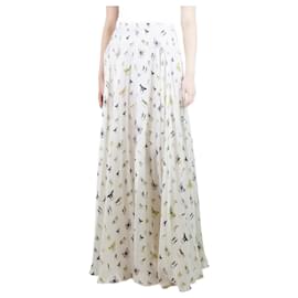 Gabriela Hearst-Cream silk butterfly printed maxi skirt - size UK 10-Cream