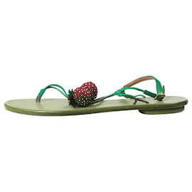 Aquazzura-Brown beach sandals with strawberry detail - size EU 37-Brown