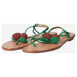 Aquazzura-Brown beach sandals with strawberry detail - size EU 37-Brown