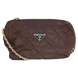 Prada-Brown nylon quilted shoulder bag-Brown