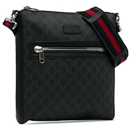 Gucci-Gucci Black Medium GG Supreme Messenger Bag-Black