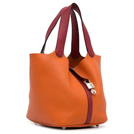 Hermès-Hermès Orange zweifarbiges Clemence Picotin-Schloss 22-Andere