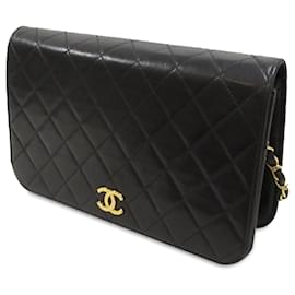 Chanel-Chanel Black CC gestepptes Lammleder mit voller Klappe-Schwarz