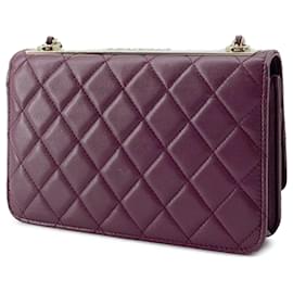 Chanel-Cartera CC de moda de piel de cordero morada de Chanel con cadena-Púrpura