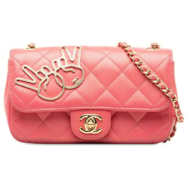 Chanel-Chanel Pink Extra Mini Lammleder V für Victory Flap-Pink