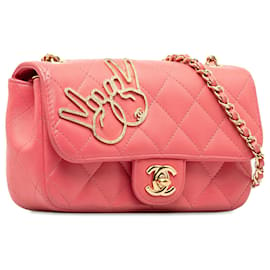 Chanel-Chanel Rose Extra Mini Lambskin V pour Victory Flap-Rose