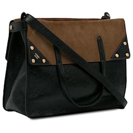 Fendi-Bolso satchel con tapa FF negro de Fendi-Negro