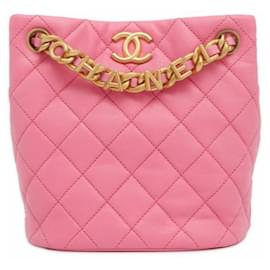 Chanel-Chanel Pink CC Quilted Lambskin Bucket-Pink