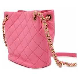 Chanel-Chanel Pink CC Eimertasche aus gestepptem Lammleder-Pink