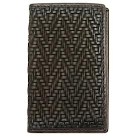 Berluti-BERLUTI CARD HOLDER IN BROWN BRAID CHEVRONS LEATHER LEATHER CARDS HOLDER-Brown