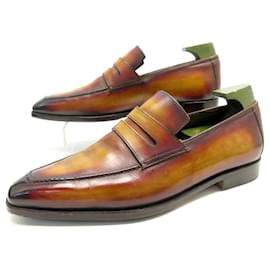 Berluti-BERLUTI SHOES ANDY DEMESURE LOAFERS 7.5 41.5 LEATHER STRIPPERS SHOES-Brown