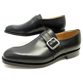 Church's-NEW CHURCH'S WESTBURY SHOES BUCKLE MOCCASINS 8g 42 BLACK LEATHER SHOES-Black