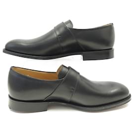 Church's-NEW CHURCH'S WESTBURY SHOES BUCKLE MOCCASINS 8g 42 BLACK LEATHER SHOES-Black