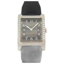 Baume & Mercier NOVO RELÓGIO BAUME MERCIER HAMPTON MOA10022 CONJUNTO COMPLETO DE DIAMANTES DE QUARTZO DE AÇO Prata