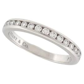 Tiffany & Co-TIFFANY & CO ALLIANCE SETTING RING 16183334 T51 PLATINUM DIAMONDS 0.24ct-Silvery
