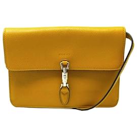 Gucci-NEUF SAC A MAIN GUCCI JACKIE 2WAY 364435 BANDOULIERE CUIR MOUTARDE POCHETTE-Jaune