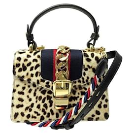 Gucci-NEW GUCCI SYLVIE LEOPARD HANDBAG 470270 IN PALSON LEATHER SHOULDER BAND-Multiple colors
