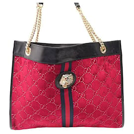 Gucci-NEUF SAC A MAIN GUCCI 537219 CABAS RAJAH VELOURS MONOGRAMME GUCCISSIMA BAG-Rouge
