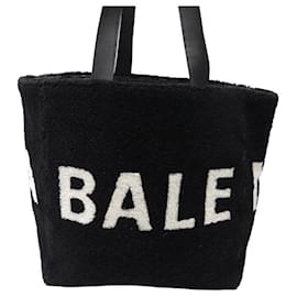 Balenciaga-Balenciaga cabas handbag 529127 IN SHEARLING LOGO SHEARLING TOTE BAG-Black