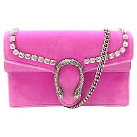 Gucci-NEW GUCCI WALLET ON CHAIN MINI DIONYSUS HANDBAG 476432 PINK VELVET BAG-Pink