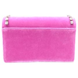 Gucci-NEUF SAC A MAIN GUCCI WALLET ON CHAIN MINI DIONYSUS 476432 VELOURS ROSE BAG-Rose
