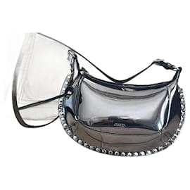 Isabel Marant-OSKAN MOON BAG shoulder bag in leather oskan moon-Silvery