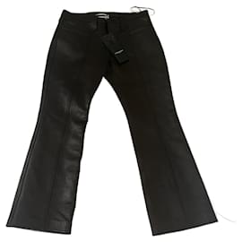 Saint Laurent-Pantalones de cuero-Marrón oscuro