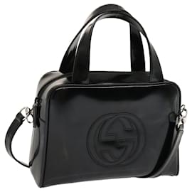 Gucci-GUCCI Hand Bag Patent leather 2way Black 000 1274 0505 auth 70336-Black