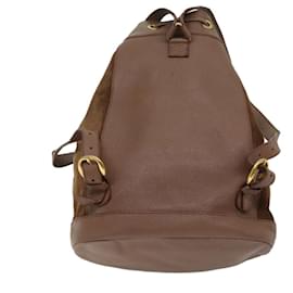 Gucci-GUCCI Bamboo Backpack Suede Brown Auth 70616-Brown