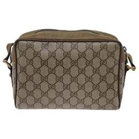 Gucci-GUCCI GG Supreme Web Sherry Line Shoulder Bag PVC Beige 56 02 087 Auth th4779-Beige