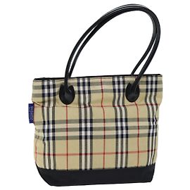 Autre Marque Burberrys Nova Check Blue Label Tragetasche Nylon Beige Auth kk211 Beige