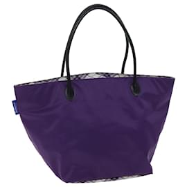 Autre Marque-Burberrys Nova Check Blue Label Tote Bag Nylon Purple Auth bs13575-Purple