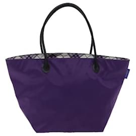 Autre Marque-Burberrys Nova Check Blue Label Tote Bag Nylon Purple Auth bs13575-Purple