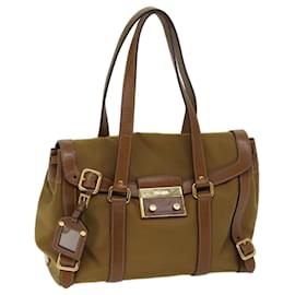 Prada-PRADA Shoulder Bag Nylon Leather Brown Auth ki4307-Brown