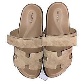 Hermès Chypre sandals suede brown beige Brown Beige Caramel Camel