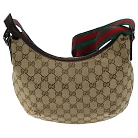Gucci-GUCCI GG Canvas Web Sherry Line Shoulder Bag Beige Red Green 192756 Auth ki4312-Red,Beige,Green