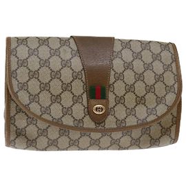 Pochette GUCCI GG Supreme Web Sherry Line Beige Vert 89 01 030 Auth e4776 Beige Vert