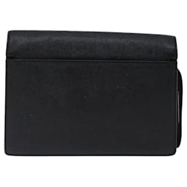 Burberry-BURBERRY Clutch Bag Leather Black Auth bs13472-Black