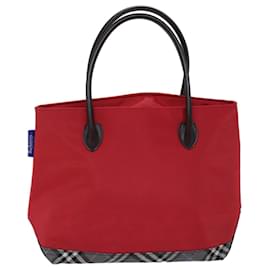 Autre Marque-Burberrys Nova Check Blue Label Hand Bag Nylon Red Auth yk11697-Red