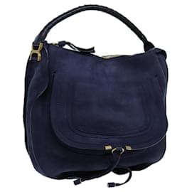 Chloé-Chloe Mercy Shoulder Bag Leather Navy Auth am6055-Navy blue