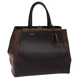 Fendi-FENDI To joule Hand Bag Leather Brown Auth bs13527-Brown