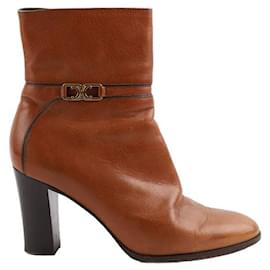Céline-Leather buckle boots-Brown