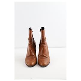 Céline-Leather buckle boots-Brown