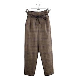 Brunello Cucinelli-Pantalon Carot en laine-Marron
