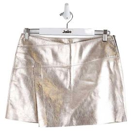Bash Leather Mini Skirt Golden
