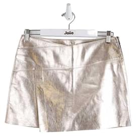 Bash-Leather Mini Skirt-Golden
