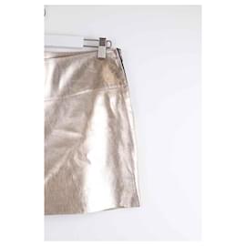 Bash-Leather Mini Skirt-Golden